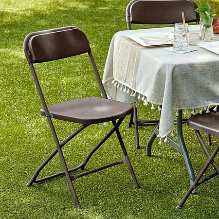 LANCASTER TABLE & SEATING Brown Textured and Contoured Folding Chair 384DG64299BR
